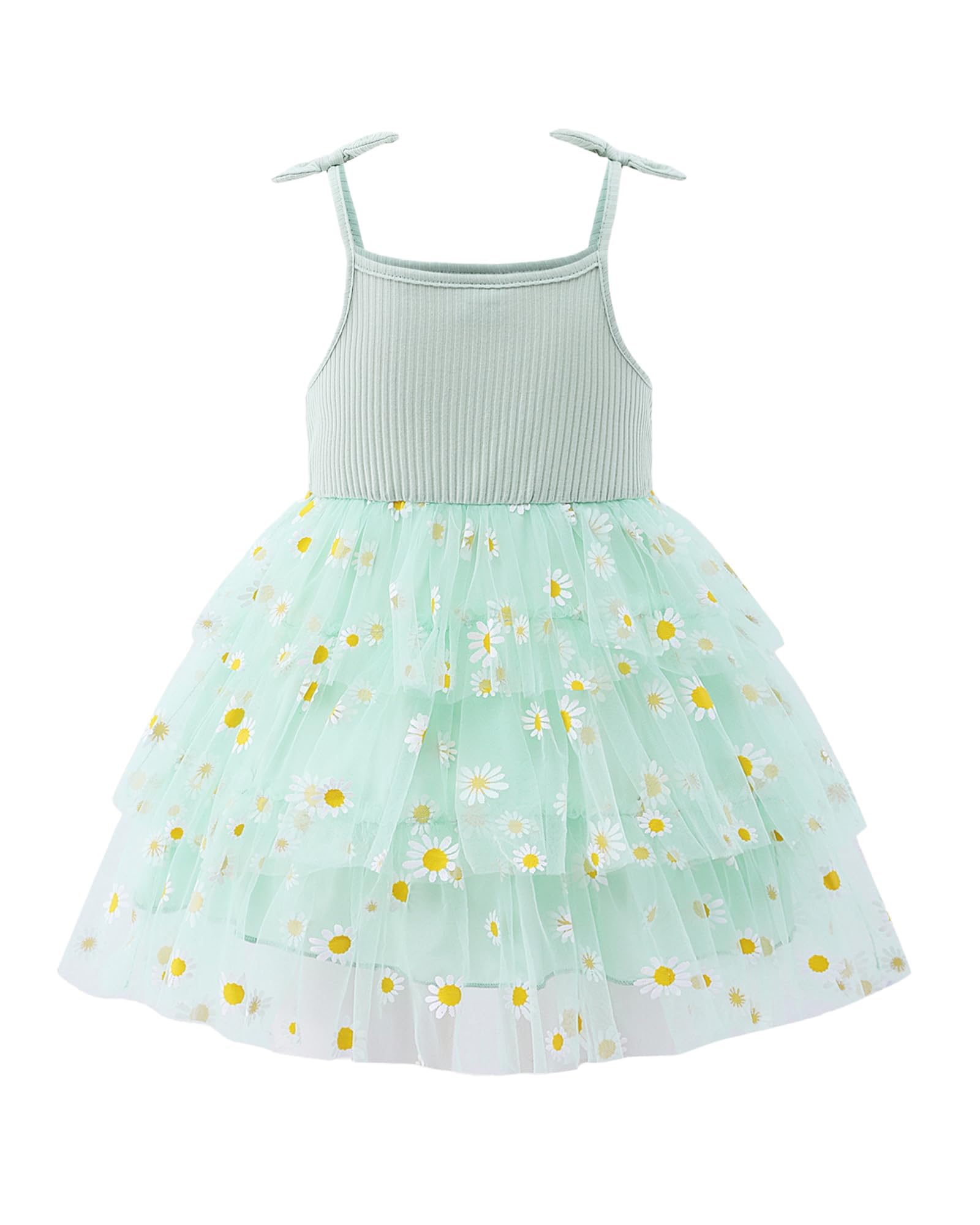 Mioglrie Toddler Flower Girl Tutu Party Dress — Princess Sundresses Spaghetti Strap Tulle Sequin Dresses for Girl (Green, 18-24 Months)