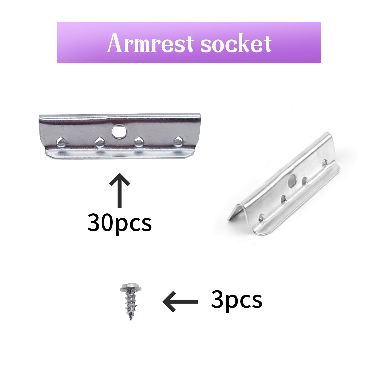 30 clips de extremo de metal para correas de goma, 1/2 x 2 pulgadas de repuesto para tapicería de muebles, clips de extremo para sofá, silla, muebles con tornillos