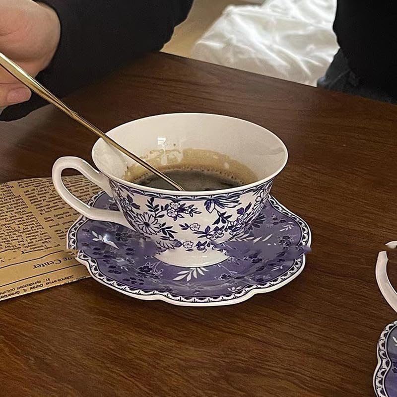 umsl Tazas de café expreso de porcelana Desayuno Original Hermosas Tazas de café Servicios Juego de té inglés Juego de tazas