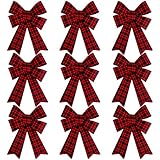 URATOT 9 Pack Red Christmas Wreaths Bows Velvet Christmas Holiday Bows Xmas Embellishment Craft Bows...