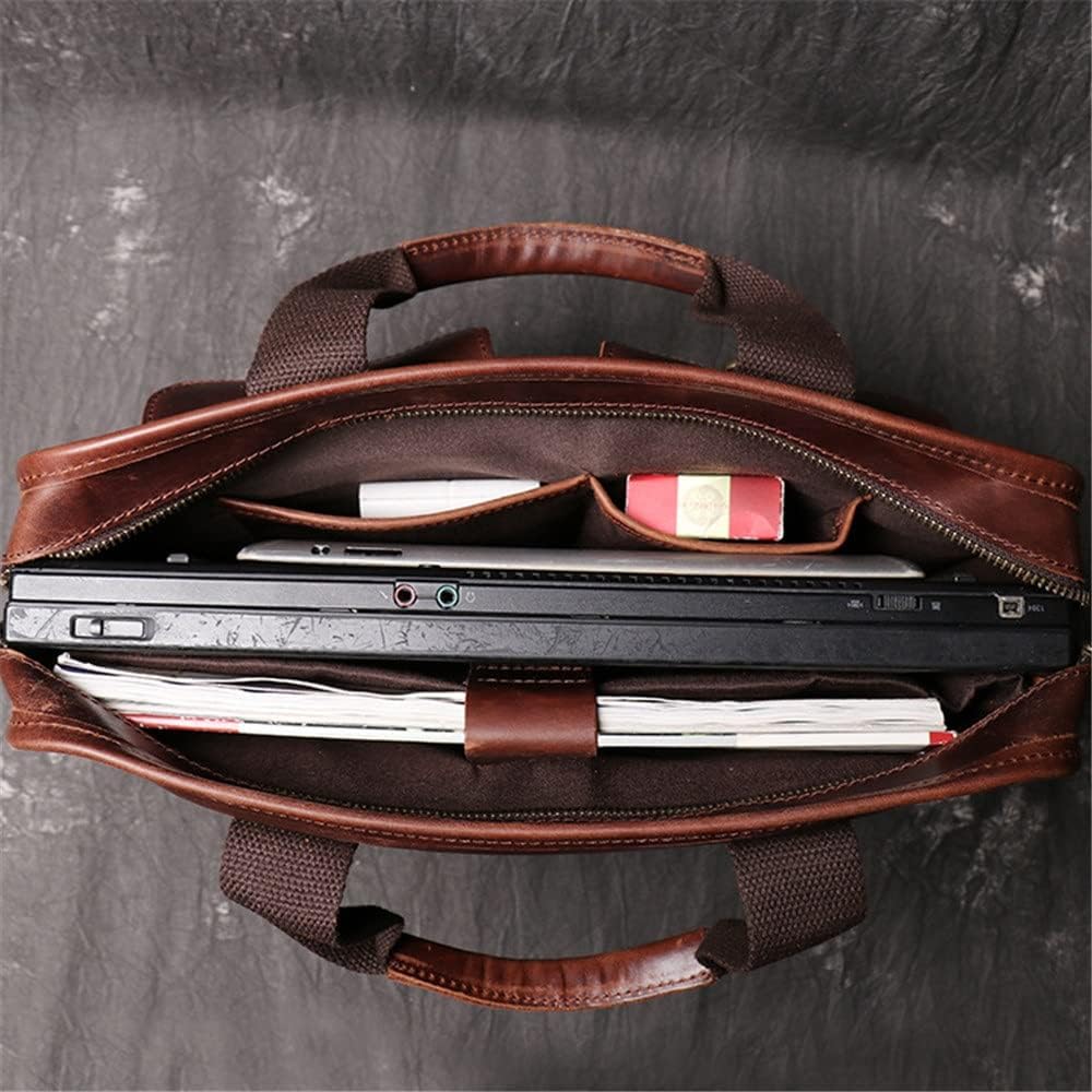 Retro Messenger Bag Men's Computer Briefcase Shoulder Handbag Horizontal