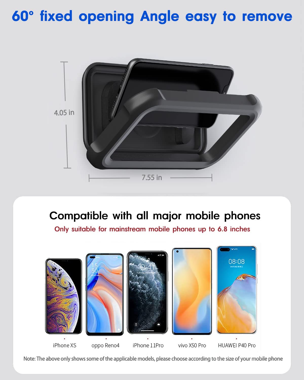Mistriddle Waterproof Shower Phone Holder with 360° Rotation, Angle Adjustable, Wall Mounted Phone Holder for Bathroom Mirror Bathtub Kitchen, Up to 6.8 Inch (Black): Black Up to 6.8 Inch