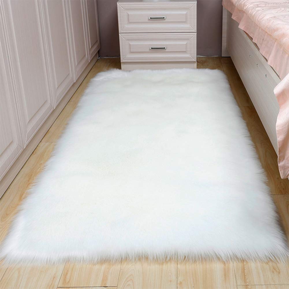 VBGHB False Sheepskin Rug Area Rug,Soft Shaggy Rug Floor Mat,Luxury Bedside Carpet for Bedroom Living Room-a 80x180cm(31x71inch)