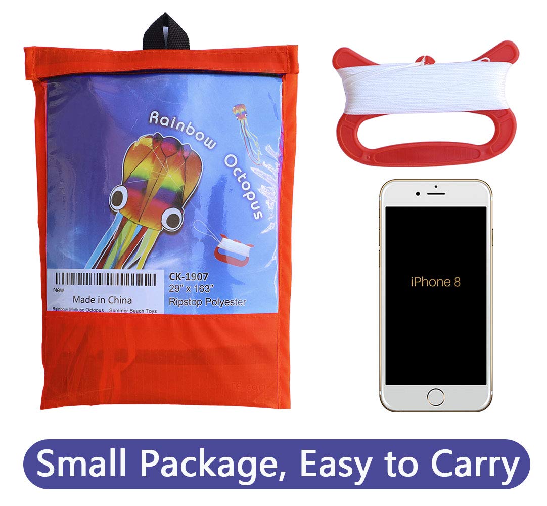 HONBO Huge Rainbow Soft Octopus Kite for Kids and Audlts Large Kite