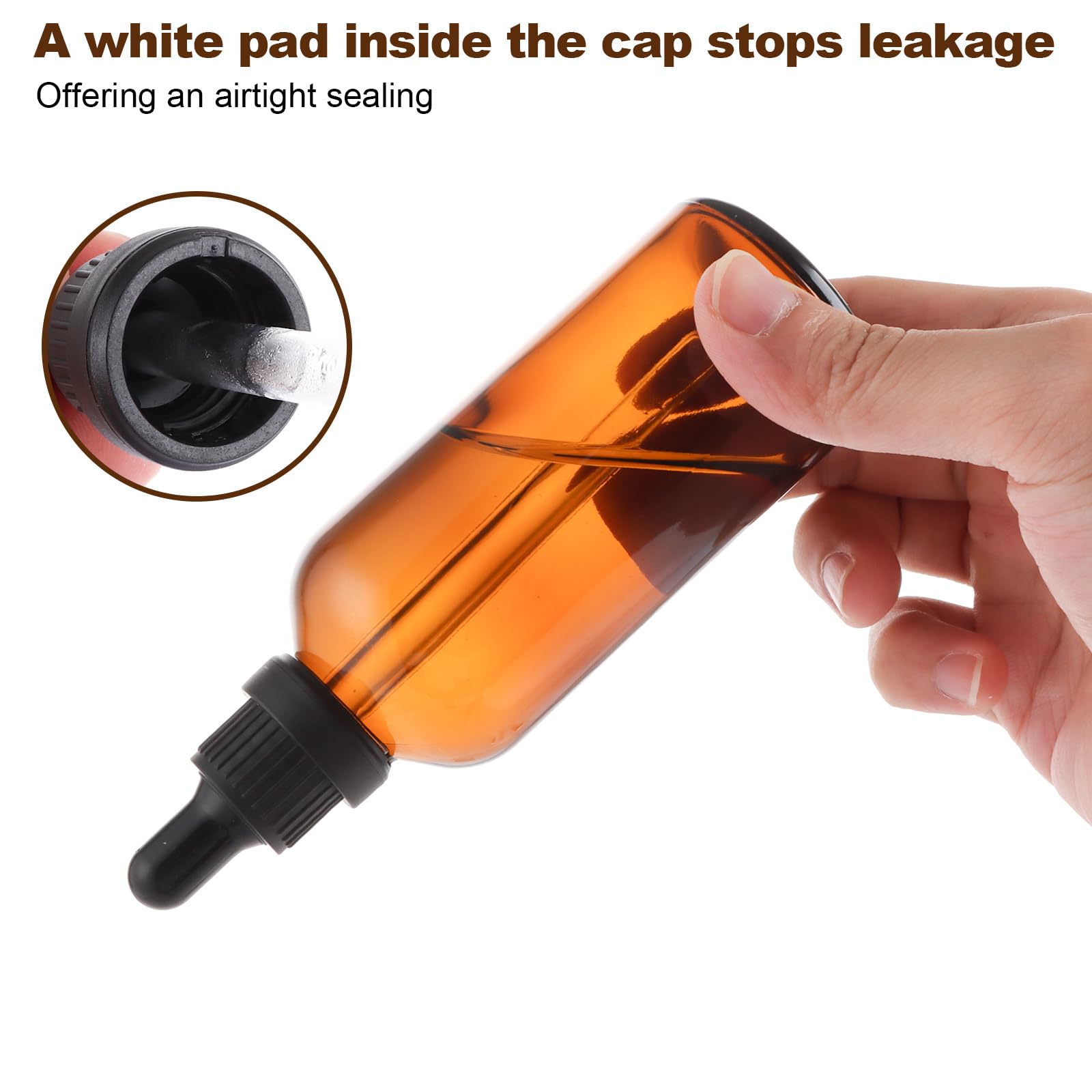 MUXHEL 15PCS Pipette Dropper Bottle 100ml Dropper Bottle Amber Glass bottle with Glass Pipette Funnels & Labels for Aromatherapy Blends Essential Oils Liquids - Image 3
