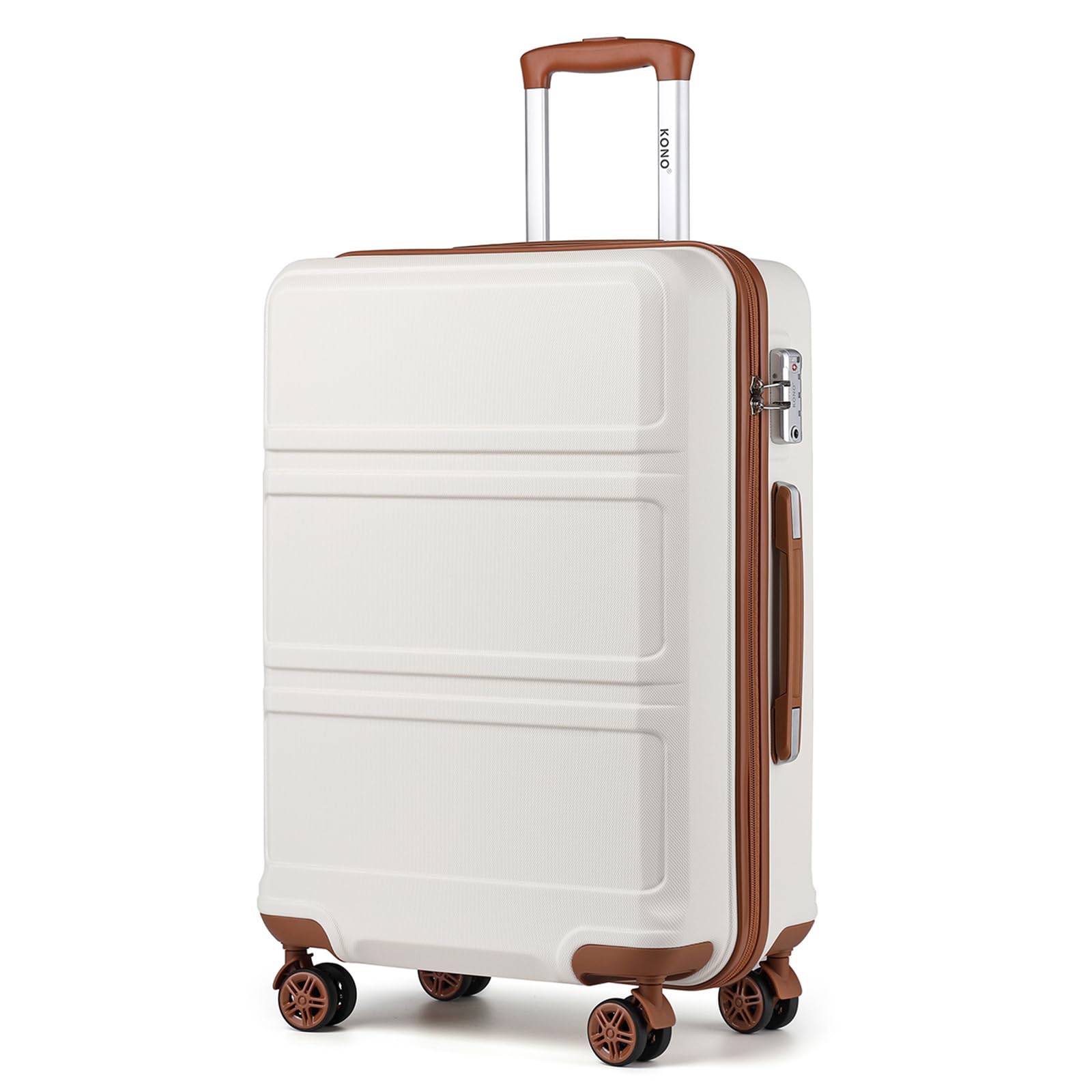Kono Maleta de Mano Grande 23 Kilos Maleta Grande 75cm con Material ABS con Cerradura TSA y 4 Ruedas（L,Crema Claro）