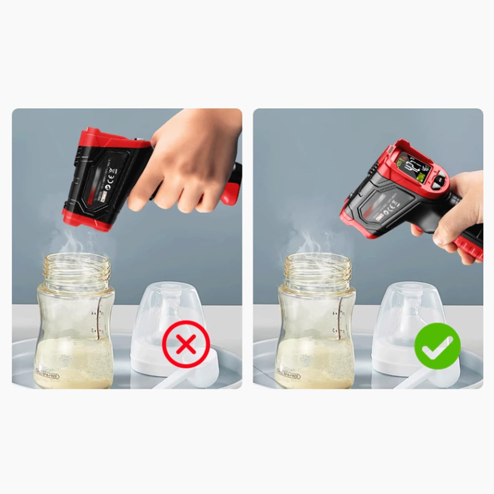 KRILLIQ Rilevatore di Temperatura termometro IR Portatile Senza Contatto con Pistola Digitale con Allarme sonoro e Luminoso per Cucina Industriale