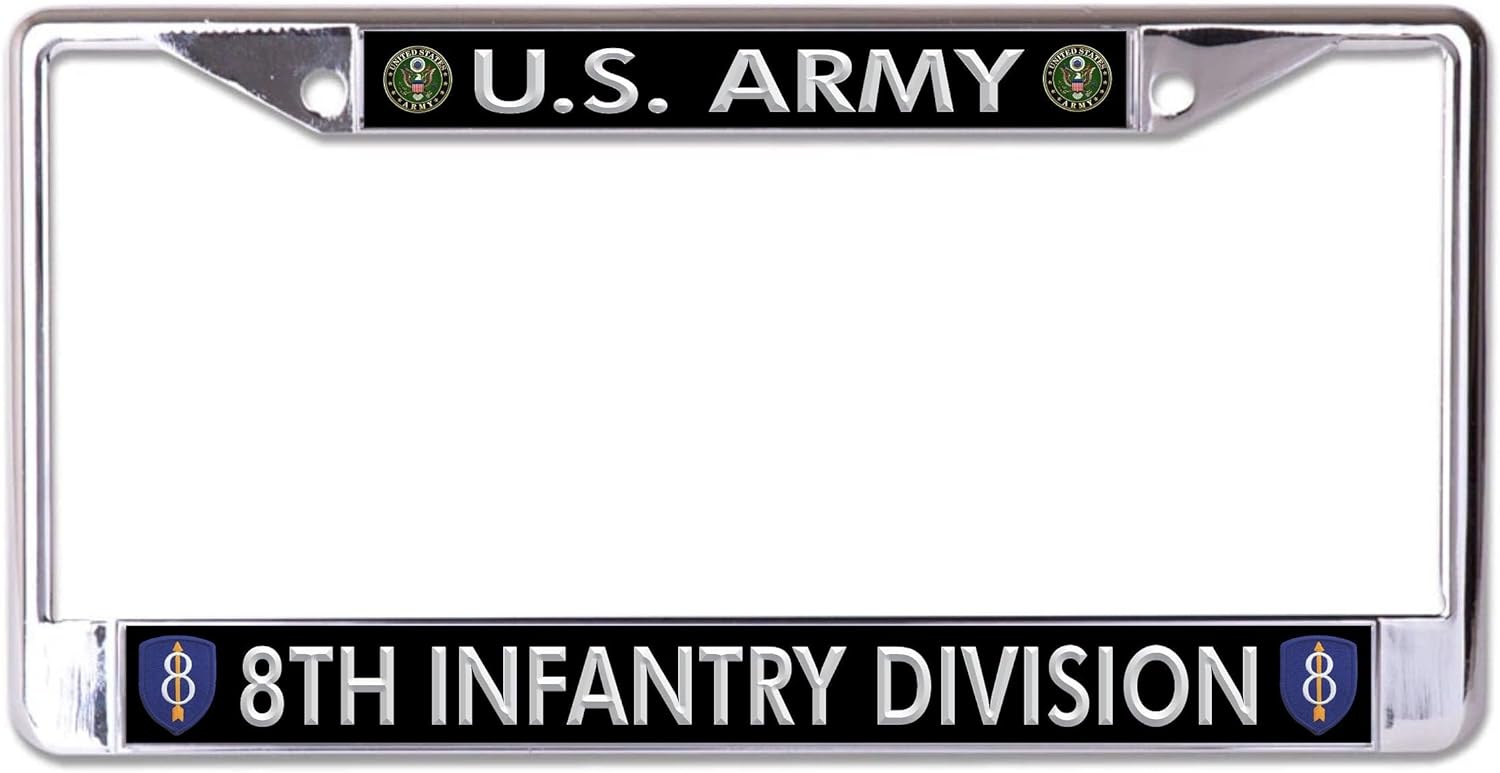 U.S. Army 8th Infantry Division Chrome License Plate Frame