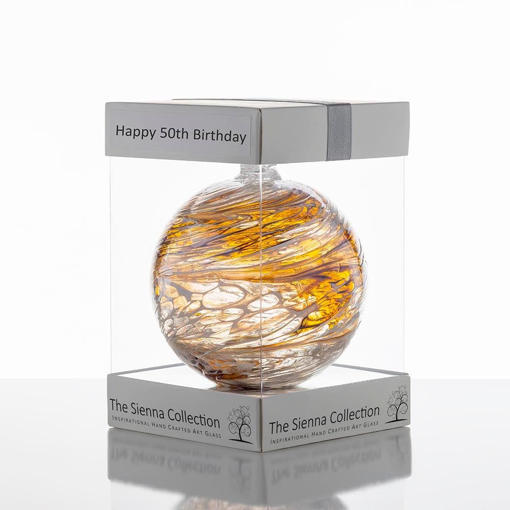 Sienna Glass Unisex Gold 10Cm Friendship Ball Happy 50Th Birthday In