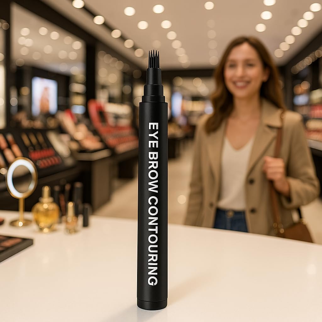 Waterproof Eyebrow Pen - Long Lasting, Sweat-Proof 4 Point for Eyeliner & Microblading - Suitable for All Skin Types, Ideal for Summer & Outdoor Travel (Black)