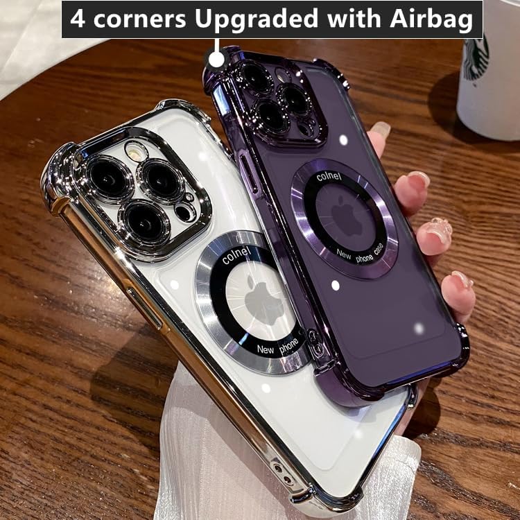 Miniatura 5 de LOOBIVAL Funda magnética para iPhone 13 Pro Max compatible con MagSafe, protección de grado militar Logo View Funda delgada transparente galvanizada