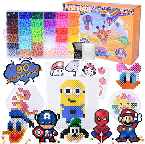 La Mejor review de Pyssla del mes. 30 10600+ Cuentas y Abalorios Plásticos Cuentas para Planchar, JAYLEN 36 Colores, 5MM Juego de Cuentas para Plancar para Manualidad Kit de Cuentas de Fusible, DIY Art Craft con 4...