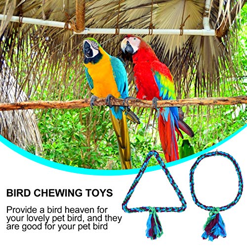 UKCOCO 2 Pcs PÃ¡ssaro Pendurado Poleiros BalanÃ§os Brinquedo Papagaio CÃ­rculo Anel TriÃ¢ngulo Corda