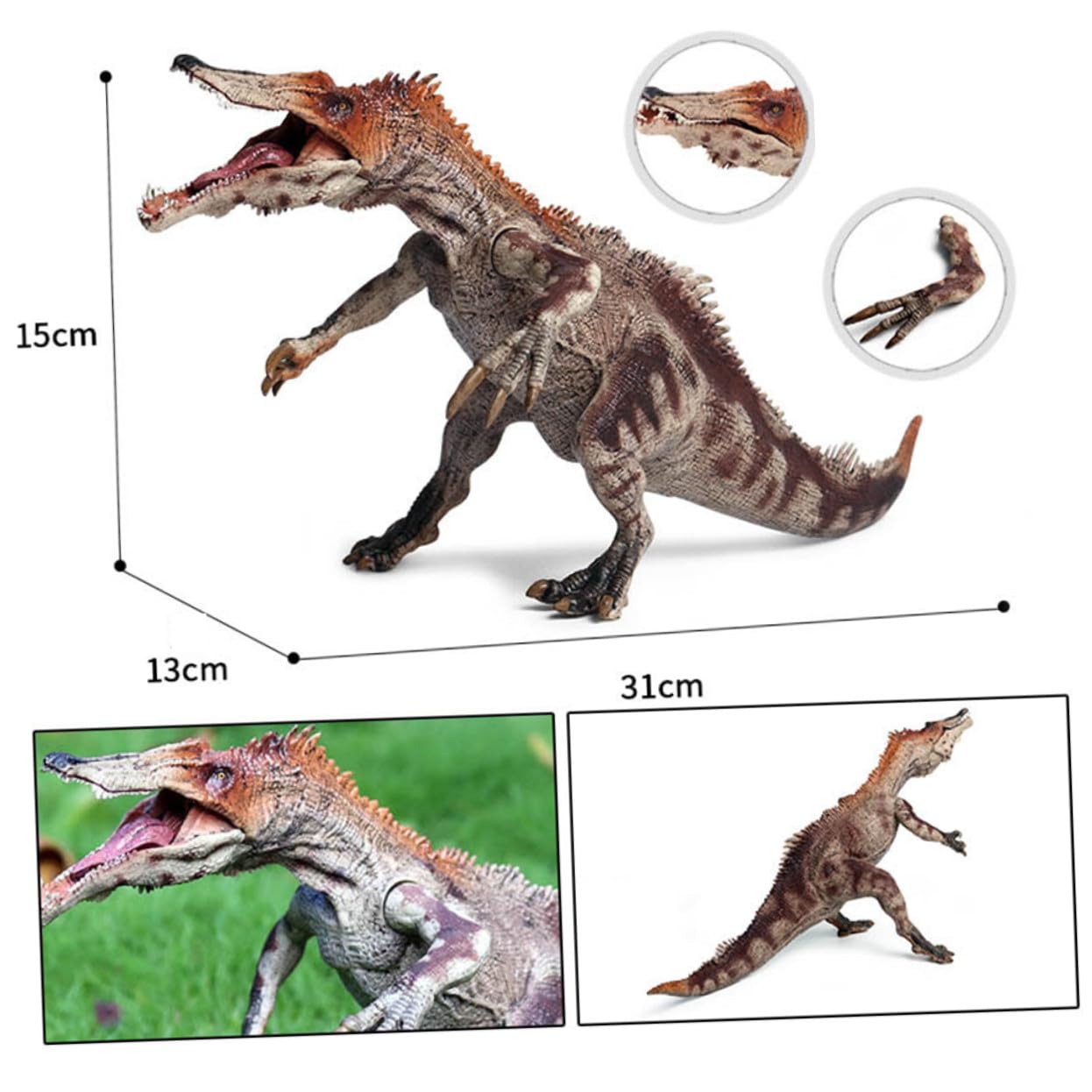 VANZACK Figura di Dinosauro Realistica Marrone in Plastica per Bambini | 1 Pezzo, Decorazione per Compleanno, Figura da Collezione Design Simulato