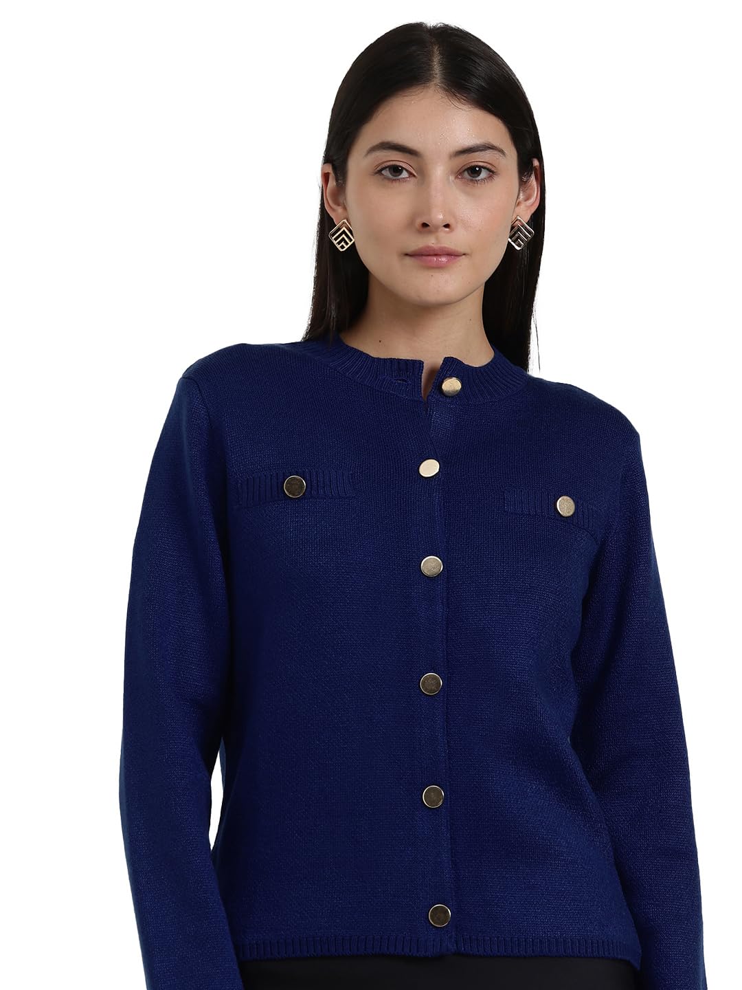 fablestreet Women's Cardigan Casual & Workwear | Regular Fit Crew Neck Solid Pattern | 100% Acrylic Wrinkle-Resistant Fabric, Button Closure, Long Sleeves-picture-12