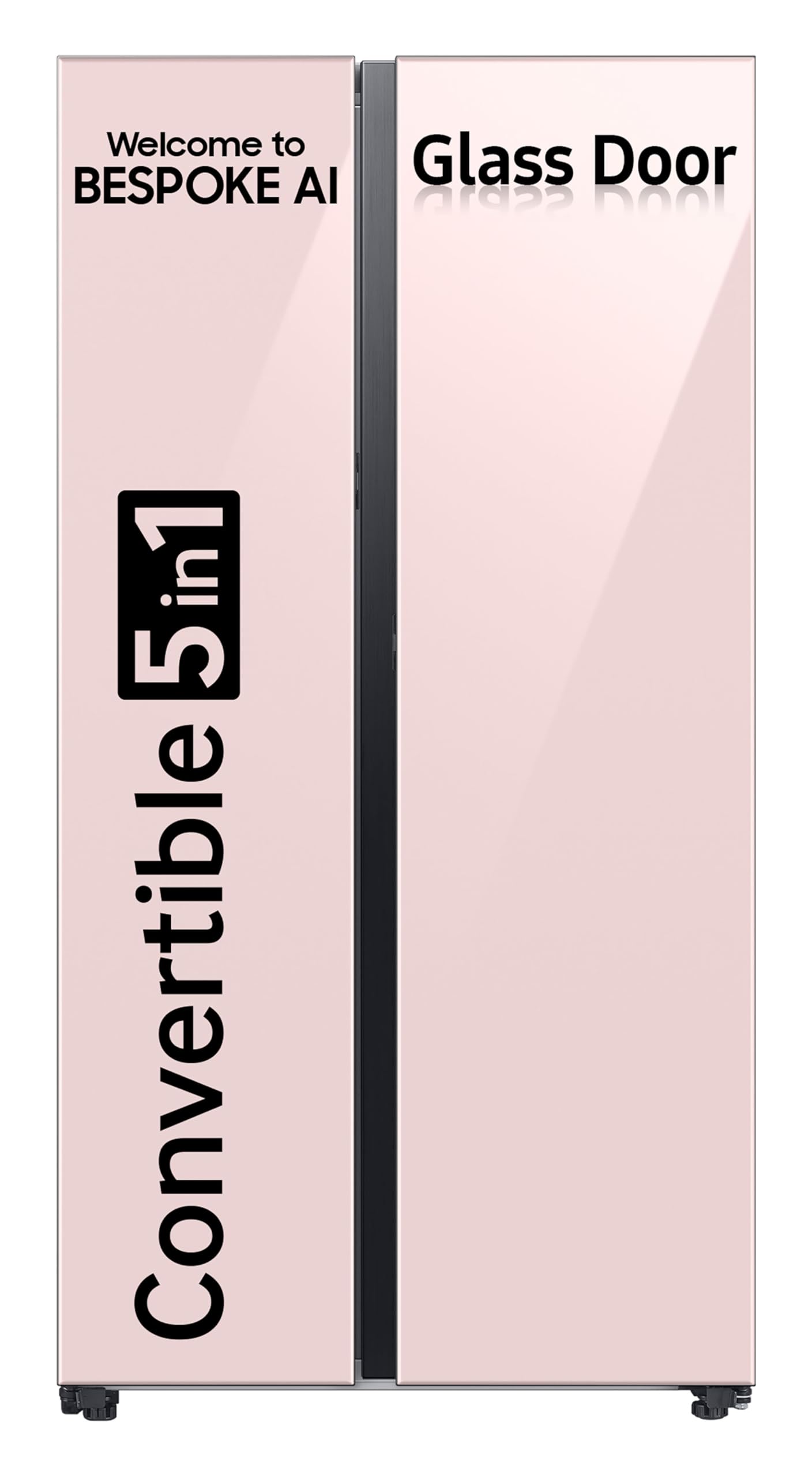Samsung 653 L, 3 Star, Bespoke AI, Glass Door, Frost Free, Double Door, Convertible 5-in-1 Digital Inverter, Side By Side Smart Refrigerator with Auto Open Door (RS76CB81A3P0HL, Clean Pink)
