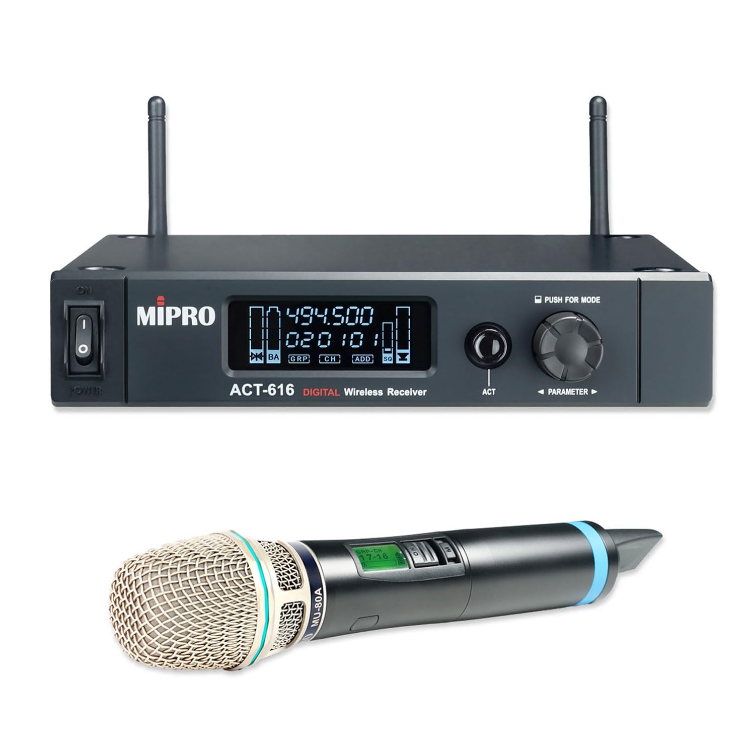 MIPRO ACT-616 1-kanałowy odbiornik 494-542 MHz z mikrofonem nadajnika ręcznego
