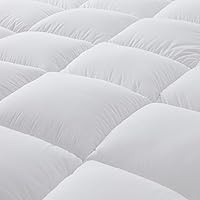Vista 4 de Cubrecolchón King extra grueso relleno de fibra 3D con funda 100% algodón, mejora la calidad del sueño con alivio de presión y regulación