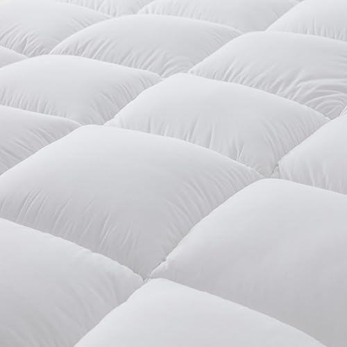 Miniatura 4 de Cubrecolchón King extra grueso relleno de fibra 3D con funda 100% algodón, mejora la calidad del sueño con alivio de presión y regulación