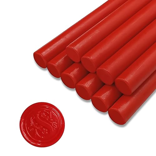 10 PCS Sealing Wax Sticks for Wax Seal Stamp, Red Wax Seal Sticks for Full Size Glue Gun(Red)