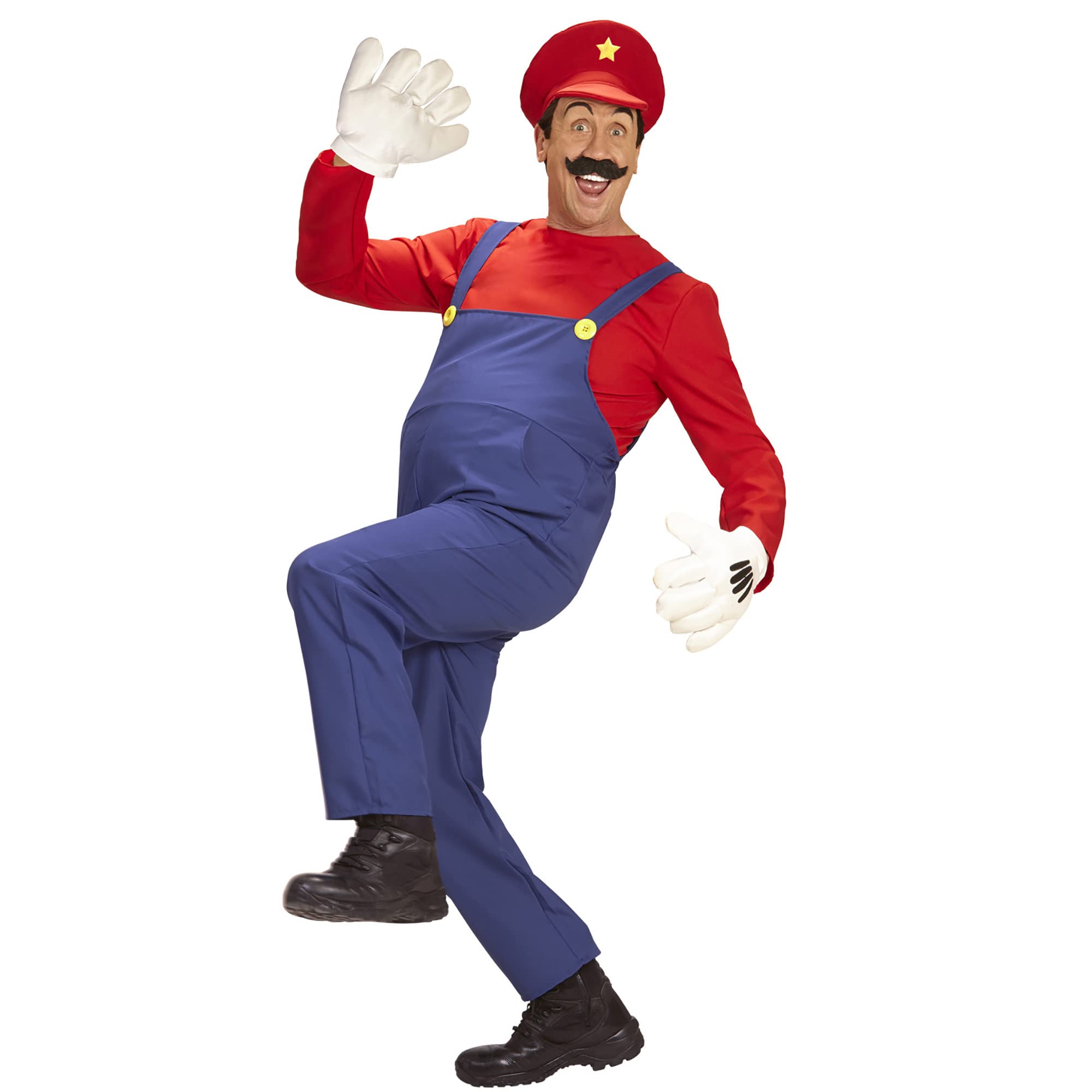 WIDMANN 08704 XL Adult Mens Red and Blue Super Plumber Costume. Includes Overalls, Shirt and Hat. Fancy Dress, Outfit - Image 3