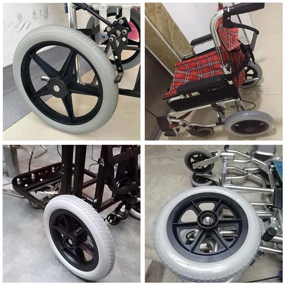 Ruedas de Repuesto para Silla de Ruedas de 12 Pulgadas, Ruedas manuales para Silla de Ruedas, Ruedas traseras antipinchazos, Ruedas sólidas, 2 Piezas, Ruedas de Goma Gris con Tornillos