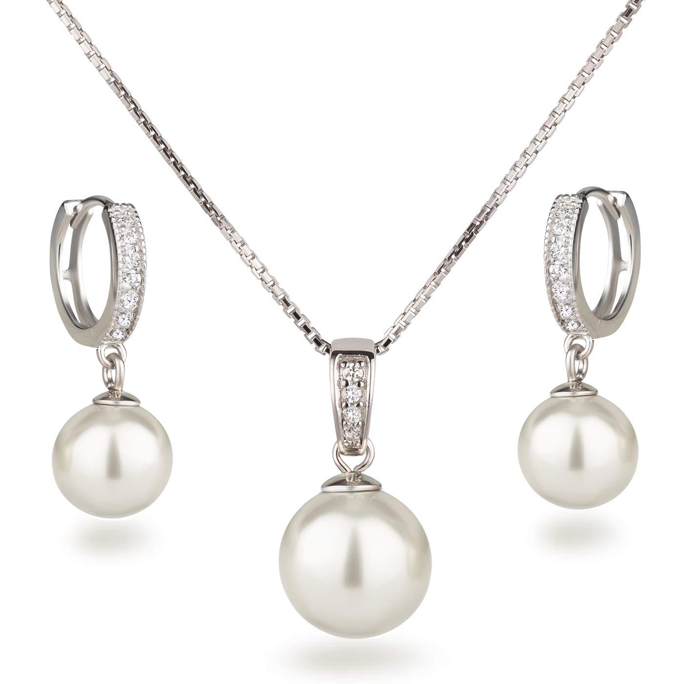 DUR Set Gioielli Piuma In Argento 925 - Collana Con Ciondolo Piuma E Orecchini A Molla, Rodiati E Lucidati, Catena A Sfera 50cm, Eleganza Senza Tempo - 2