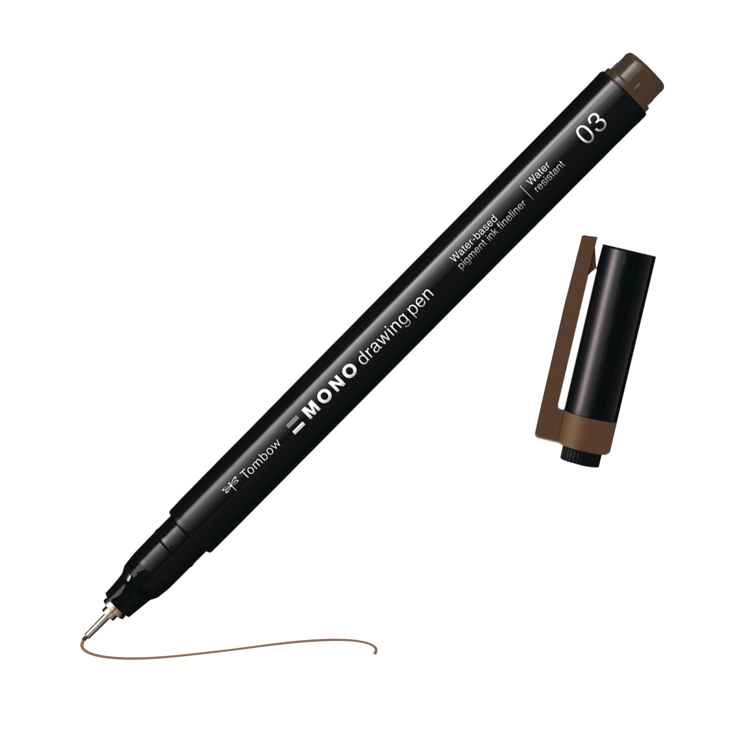 Tombow MONO drawing pen, fineliner, brown, drawing pen, water-resistant pigment ink, 0.3 mm tip, for sketches and technical drawings [WS-EFL31-03]