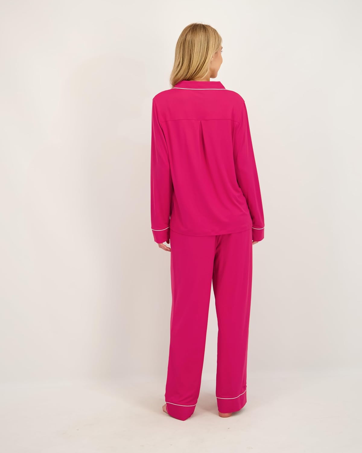 Jessica Simpson Women’s Button Down Pajama Set with Notch Collar & Long Sleeves, 2 Piece Sleepwear & Loungewear, Relaxed Fit - Image 3