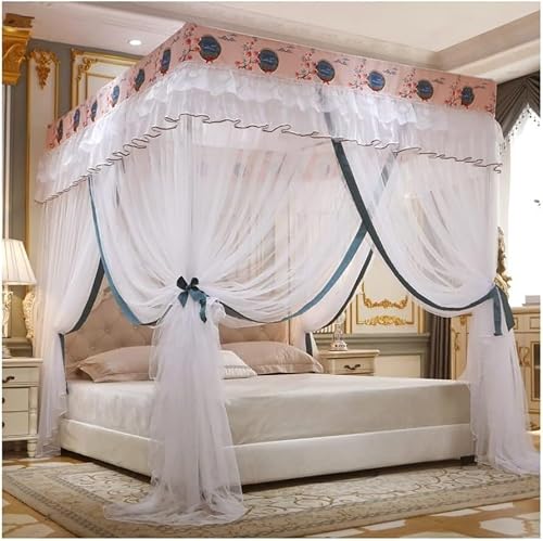 GJMSSMY Bedspread Mosquito Net, Princess Room Quarterpost Double Bed Curtain With Stand (Colour: D, Size: 200X220 Cm/79X87 Ines) (Color : F, Size : 180X220cm/71X87in)