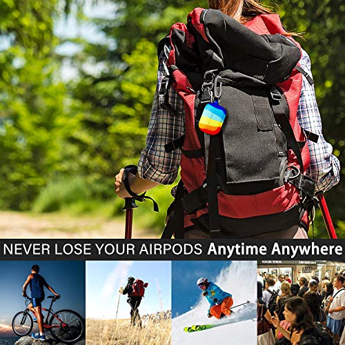 R-Fun Airpods Pro Case Cover With Keychain, Full Protective Silicone Skin For Women Men Girl With Apple 2019 Latest Airpods Pro Case, Front Led Visible, Rainbow #TOP5