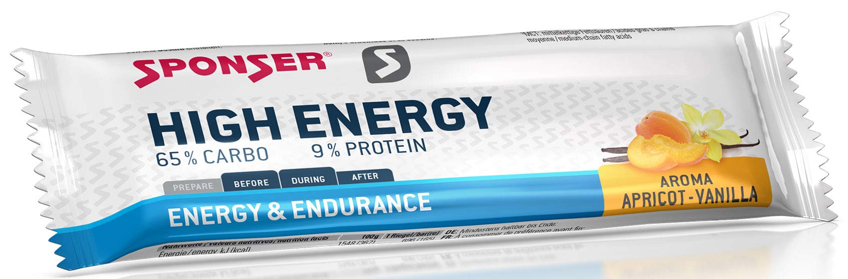 HIGH ENERGY BAR – Getreide-Geschmack Aprikose und Vanille, 30 Stäbe à 45 g