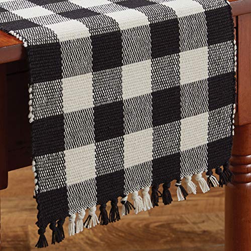 Park Designs Buffalo Check Table Runner 15" x 54", Black & Cream