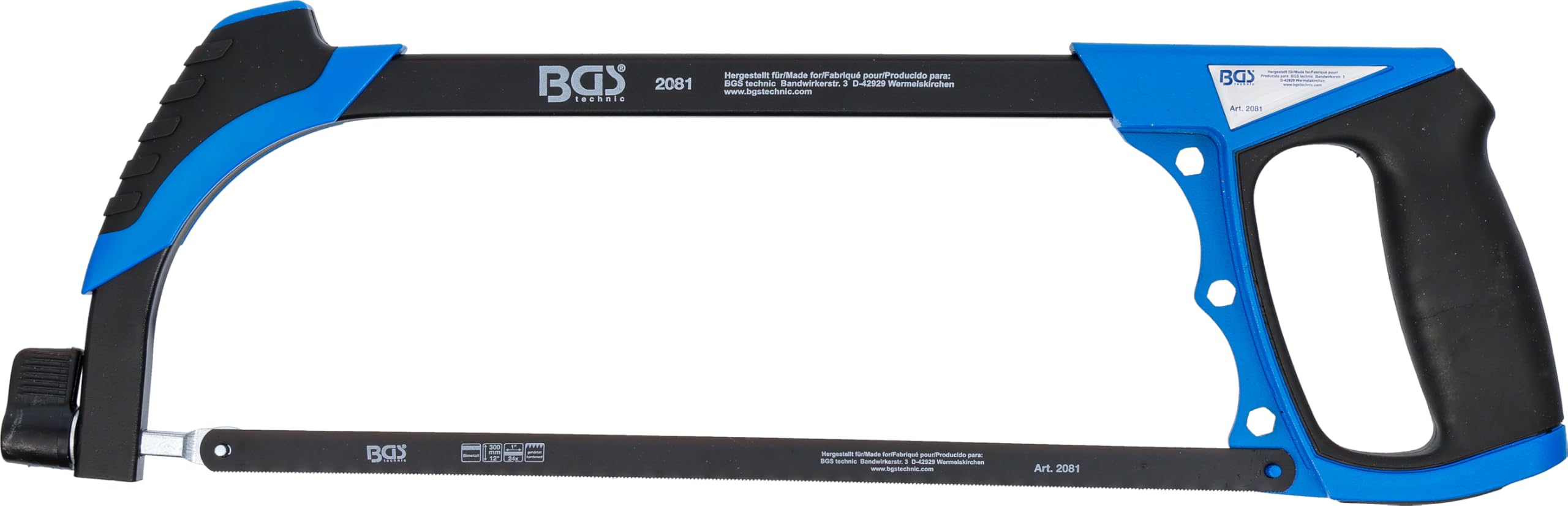 BGS 2081 | Arco de sierra de aluminio | incl. hoja de sierra HSS | 300 mm
