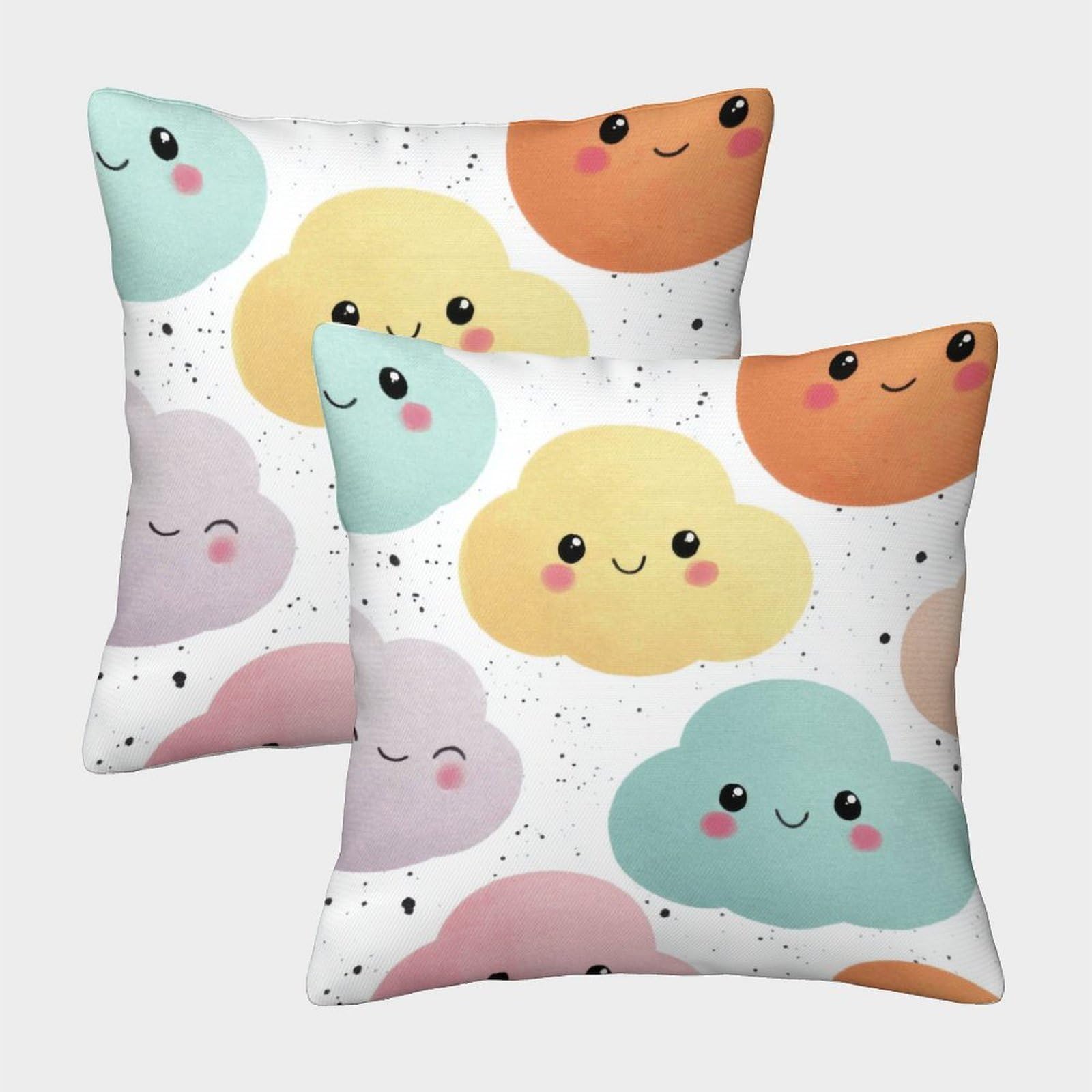 QFVANSIYO 3D Printed Cartoon Clouds Pillowcase Microfiber Bedding Decor Cloud Pillow Cover Soft Breathable for Bedroom Adults Teens 40x40cm