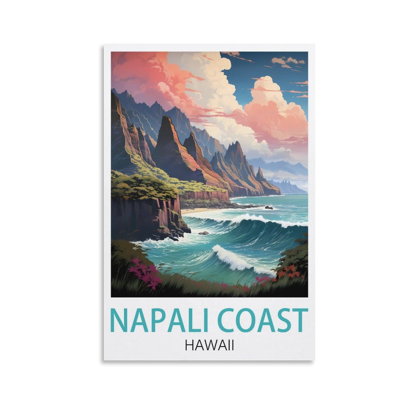 Metal Bar Signs Vintage Travel Tin Signs Metal Poster Wall Decor Office Cafe Bathroom Badroom Napali Coast Hawaii Posters 30x40cm