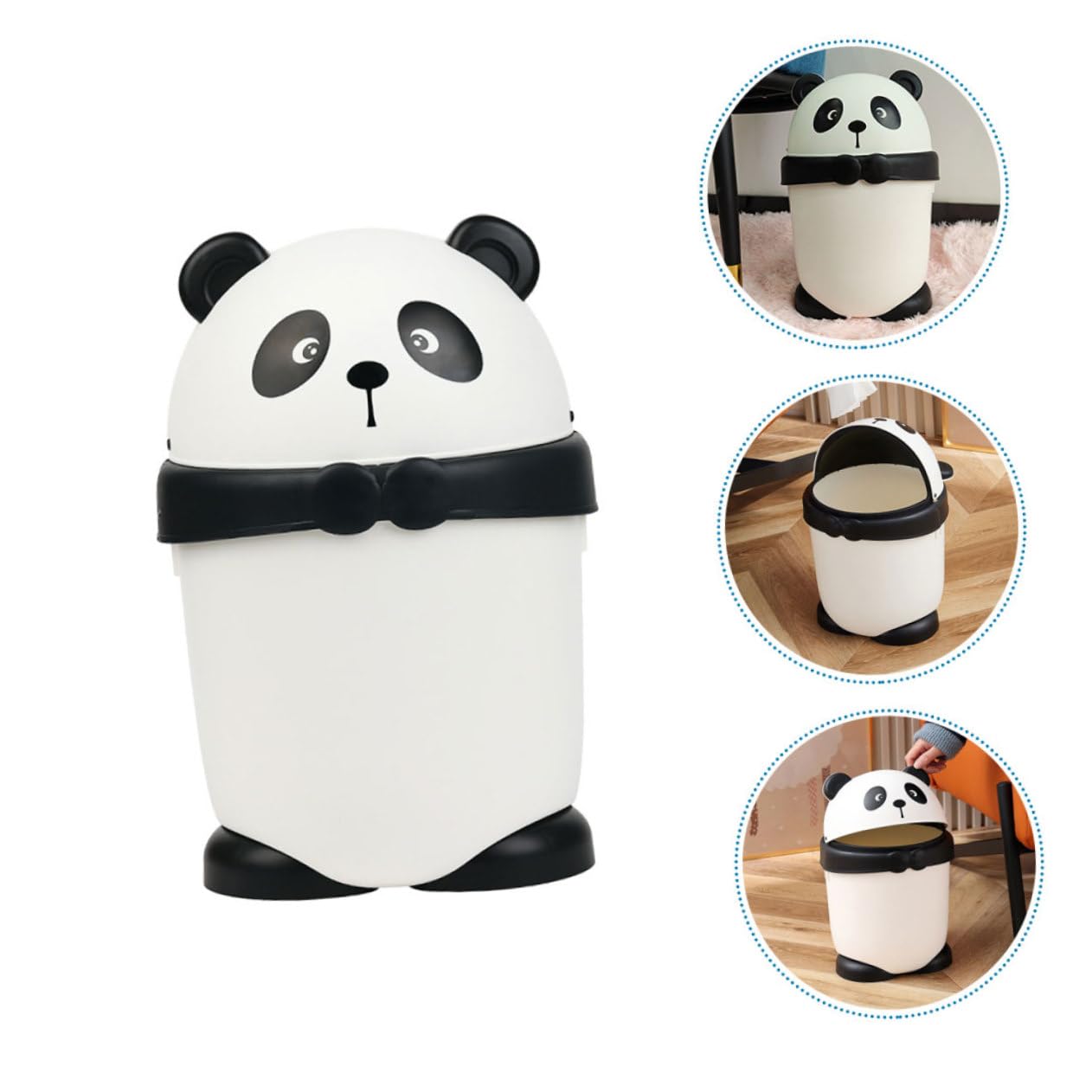 Healifty Cute Miniature Panda Trash Can Desk Garbage Bin Lid Room Waste Bin for Room Decor