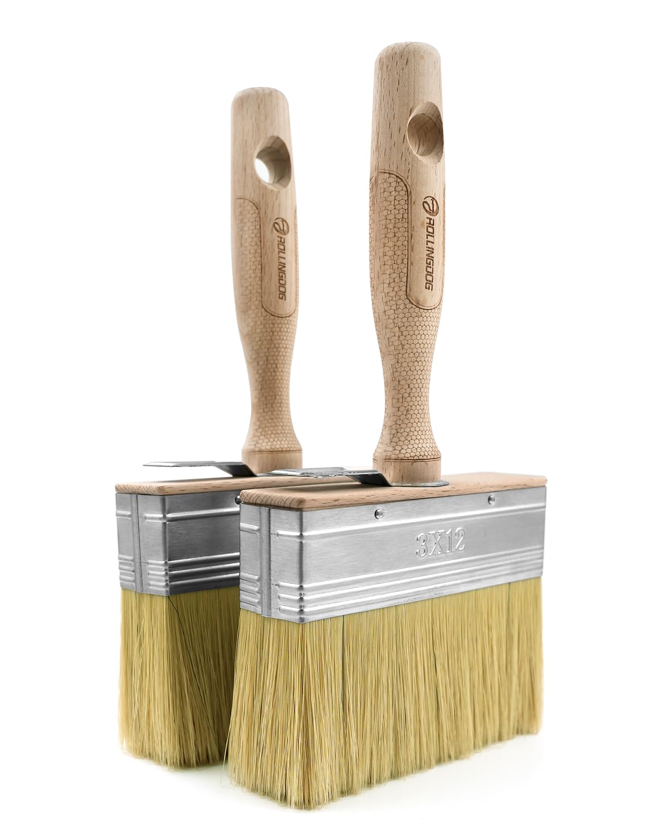 ROLLINGDOG Decking Paint Brush - Fence Paint Brush with Wood Handle for Wall, Wood, Fence, Floor Painting(120mm * 2) 2PCS