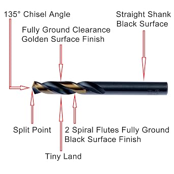 MAXTOOL Letter J 10PCs Identical Screw Machine Drill Bits HSS M2 Stub Short Drills Fully Ground Black & Bronze Straight Shank; SML02H10RJ10