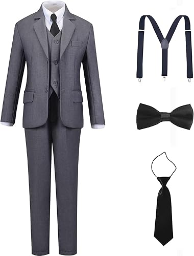 Boys Suits Size 5 Gray Suits for Boys Kids Formal Dress Clothes Tuxedo Vest Pant