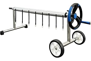 2024Upgraded Pool Cover Reel Set 18FT, Solar Pool Cover for Inground Swimming Pools