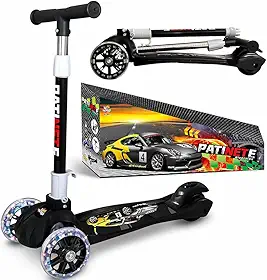 Patinete Super Scooter Carros 3 Rodinhas Reforçado com Luzes LEDs nas Rodas Freio Azul ou Preto