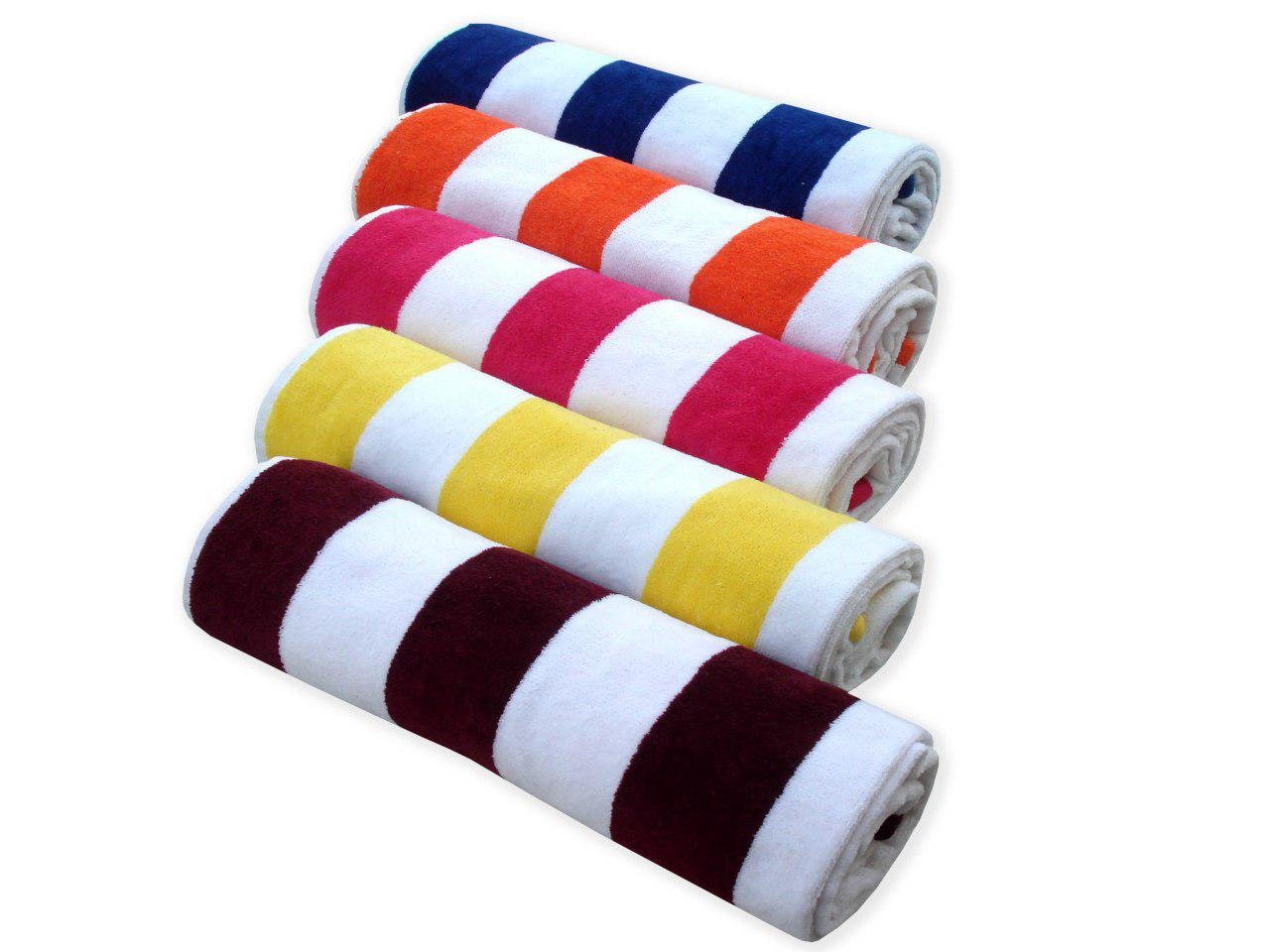 Divine Overseas Cabana Stripes Super Soft 100% Cotton Velour 500 GSM 30" x 60" Inches (1 Piece Bath Towel, White & Pink) 3