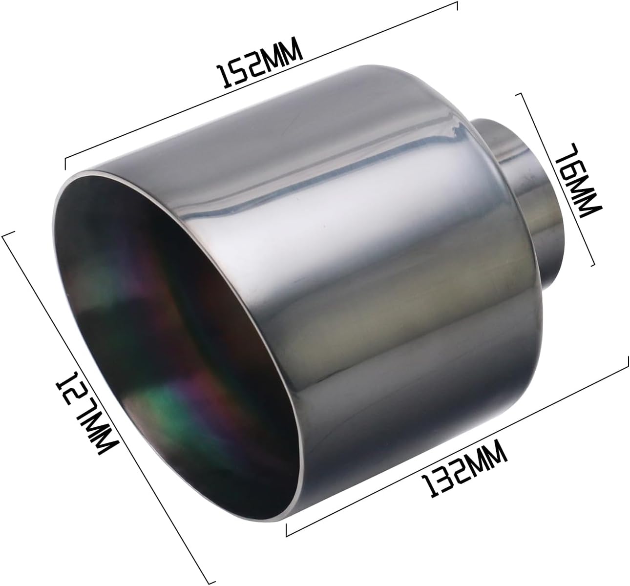 MGSTORM 3" Inlet 5" Outlet Double Wall Exhaust Tip, Glossy Black Stainless Steel Slant Cut Muffler Tail Pipe, Weld-On Universal Fit for Car & Truck