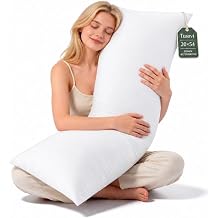 Body Pillow for Adults, 20 x 54 Inches, Breathable Brushed Cover, Long Pillow for Side Sleepers, Full Body Support Pillow for Sleeping, White