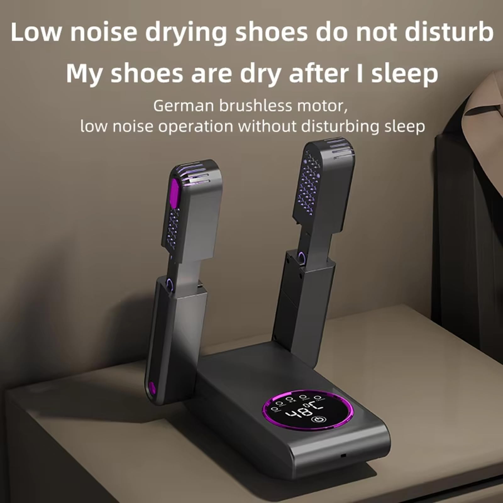 Sèche-chaussures, sèche-chaussures portable, sèche-gants et chauffe-bottes avec souffleur de chaleur, support réglable et minuterie, affichage intelligent pliable, séchage rapide pour chaussures