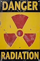 Vintage Retro Radiation Danger Tin Sign - 12x8 Inch Funny Metal Wall Art Plaque for Outdoor, Bathroom, Home Decor