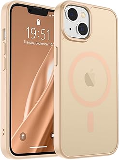 SUPFINE Magnetic for iPhone 14 Case & iPhone 13 Case (Compatible with MagSafe) (Military Grade Drop Protection) Slim Translucent Matte Shockproof Phone Cover,Sand Pink