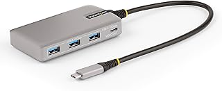 StarTech.com 4-Port USB-C Hub with USB-C DP Alt Mode Video Output 4K 60Hz - 3x USB-A, 1x USB Type-C, 100W Power Delivery Pass-Through, USB 3.2 10Gbps, 1ft/30cm Cable, Portable USB Hub (HB31C3A1CDPPD3)