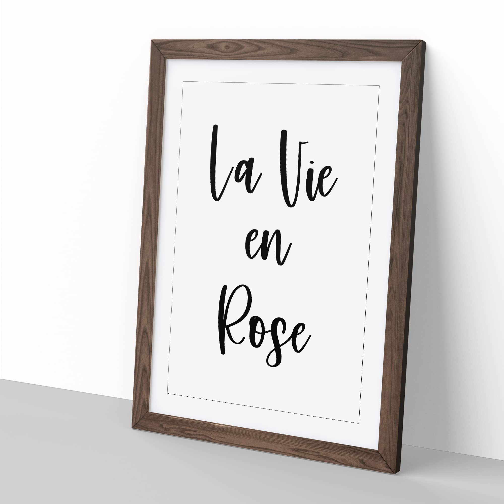 La Vie En Rose Typography Quote Framed Wall Art Print, Ready to Hang Picture for Living Room Bedroom Home Office Décor - Image 2